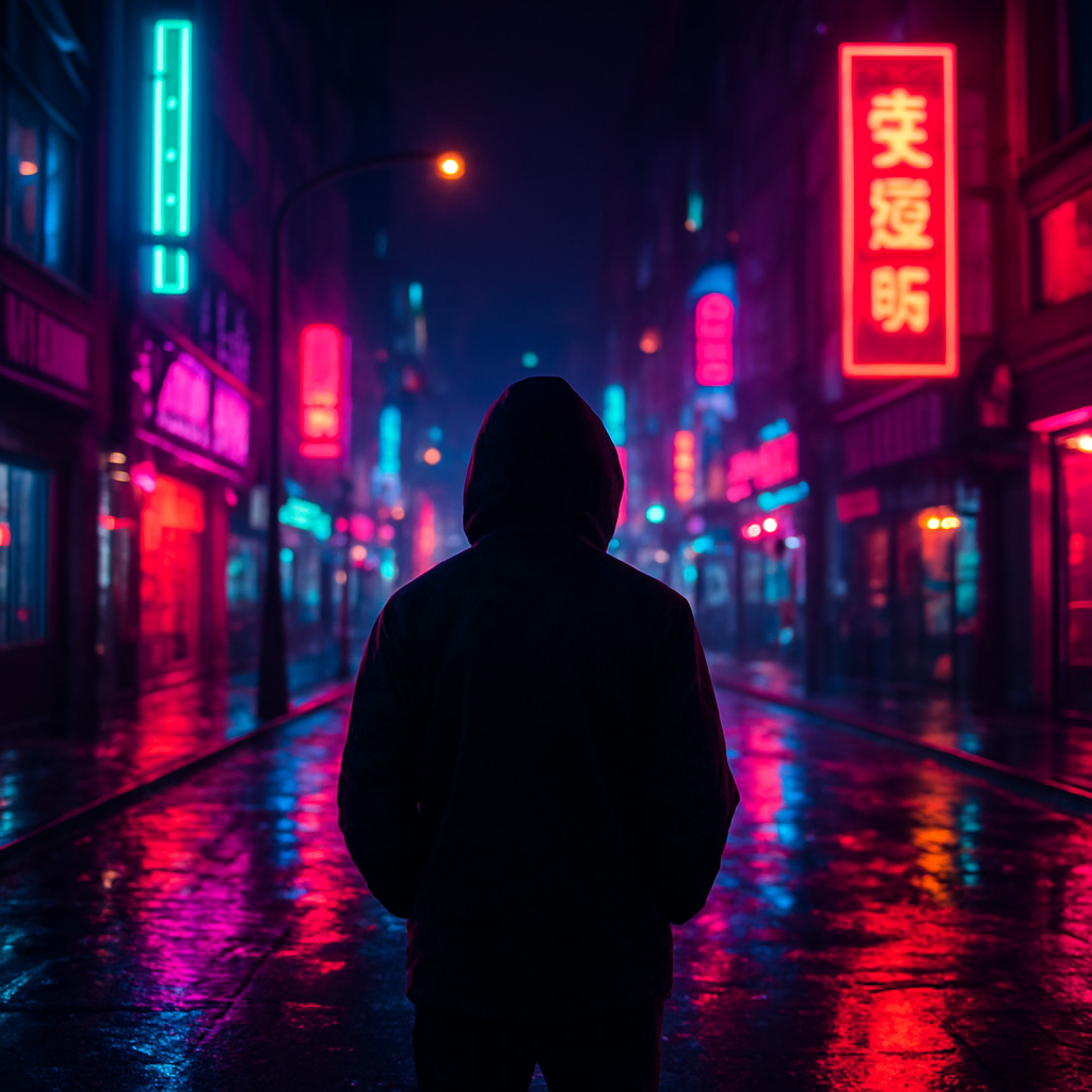 Cena em neon cyberpunk
