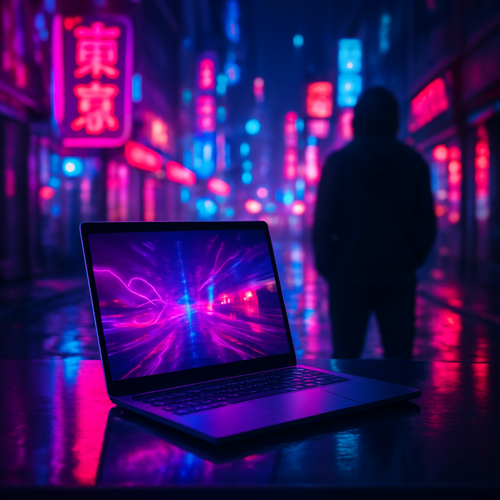 Cena em neon cyberpunk