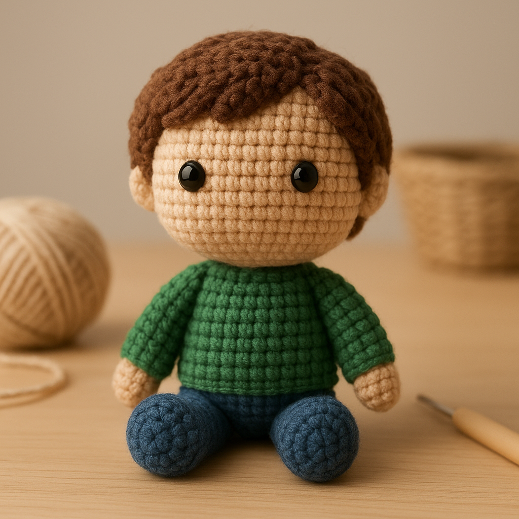Boneco de crochê amigurumi da sua foto