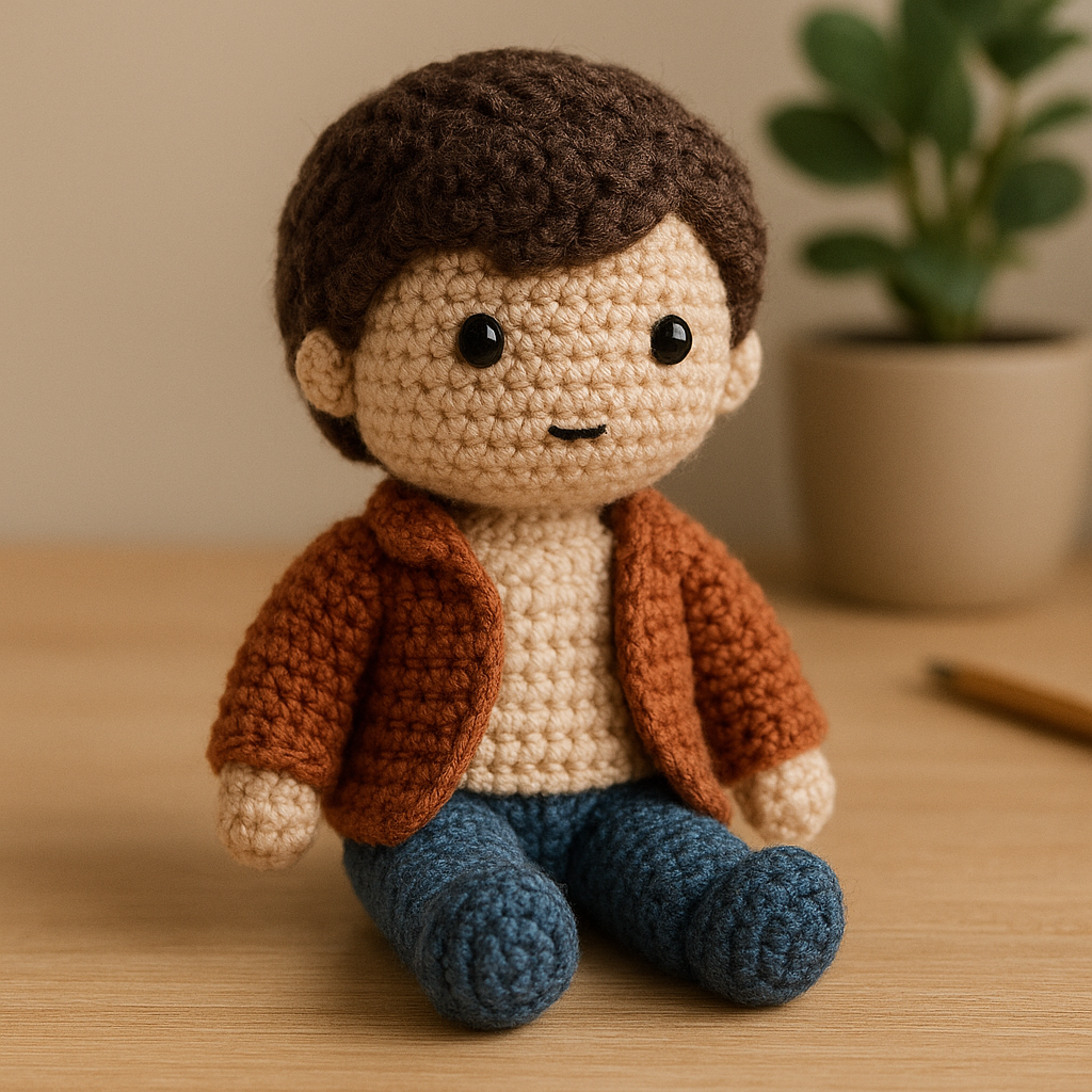 Boneco de crochê amigurumi da sua foto