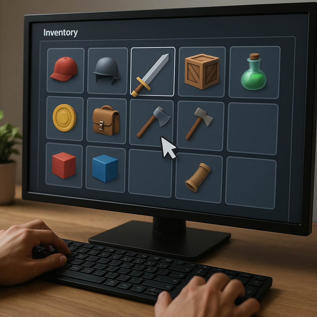 Inventário Visual Roblox com Drag-and-Drop Seguro